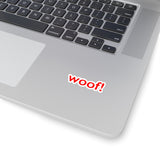woof! red and white Kiss-Cut Stickers 4 sizes