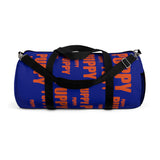 custom puppy Duffle Bag "PUP" dark blue and dark orange version three