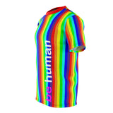 be human candy stripe rainbow all over print tee