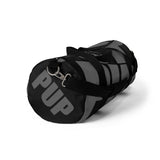 custom grey on black background pup Duffle Bag