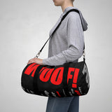 custom pup woof puppy pupper Duffle Bag red lt grey black