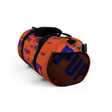 custom puppy duffle bag dark blue and orange version 2