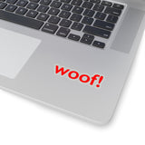woof! red and white Kiss-Cut Stickers 4 sizes