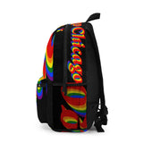 Chicago Pride Backpack (Made in USA) rainbow print.