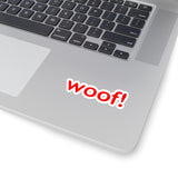 woof! red and white Kiss-Cut Stickers 4 sizes