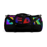 "destination bear" Duffle Bag (radial rainbow graphic)