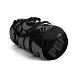 custom grey on black background pup Duffle Bag