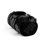 custom grey on black background pup Duffle Bag