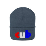 embroidered cub Knit Beanie red white and blue