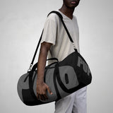 custom grey on black background pup Duffle Bag