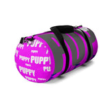 custom all over multi color pup and puppy on bright magenta Duffle Bag