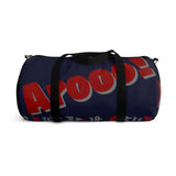 custom wolf pup hybrid Arooo! Duffle Bag crimson dark grey navy hued dark grey