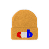 embroidered cub Knit Beanie red white and blue