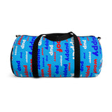 Pup puppy pupper woof Duffle Bag red white blue and light blue