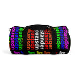 "be upstander" upstander Duffle Bag (rainbow all over graphic)