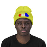 embroidered cub Knit Beanie red white and blue