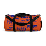 custom puppy duffle bag dark blue and orange version 2