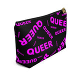 "be queer" queer Accessory Pouch w T-bottom (pink and black all over print)