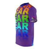 "BE BEAR" BEAR All Over Print Tee (rainbow on purple)