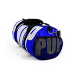 custom puppy Duffle Bag "PUP" blue and white version four