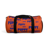 custom puppy duffle bag dark blue and orange version 2