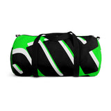 PUP custom Duffle Bag over sized black and white on bright green graphic