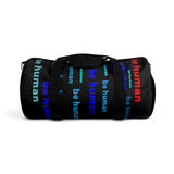 "be human" Duffle / gym Bag (blues with red all over graphic)
