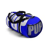 custom puppy Duffle Bag "PUP" blue and white version four