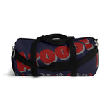 custom wolf pup hybrid Arooo! Duffle Bag crimson dark grey navy hued dark grey