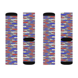 Copy of Copy of Copy of pup puppy pupper woof Sublimation Socks red white blue and grey
