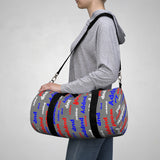 Pup puppy pupper woof custom Duffle Bag red white blue and grey