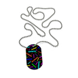 "be human" human Dog Tag (bright rainbow and black all over print)
