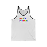 wanna wrestle? all gender Jersey Tank