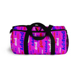 Pup puppy pupper woof custom Duffle Bag red white blue and pink