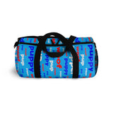 Pup puppy pupper woof Duffle Bag red white blue and light blue