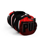 PUP custom Duffle Bag over sized black and white on red graphic
