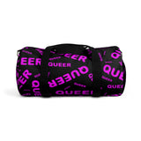 be queer, queer Duffle Bag (pink and black all over print)