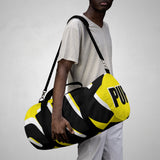 PUP custom Duffle Bag over sized black and white on yellow graphic