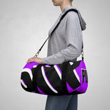 PUP custom Duffle Bag over sized black and white on purple graphic