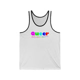 Queer all gender Jersey Tank funty tank rainbow graphic