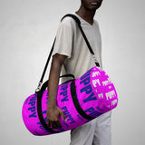 custom all over multi color pup and puppy on bright magenta Duffle Bag