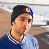 embroidered cub Knit Beanie red white and blue
