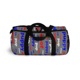 Pup puppy pupper woof custom Duffle Bag red white blue and grey