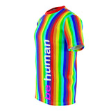 be human candy stripe rainbow all over print tee