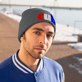embroidered cub Knit Beanie red white and blue