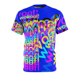 woof! cmyk on blue all gender AOP Cut & Sew Tee