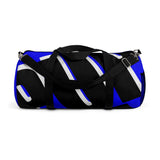 PUP custom Duffle Bag over sized black and white on blue graphic