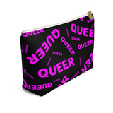 "be queer" queer Accessory Pouch w T-bottom (pink and black all over print)