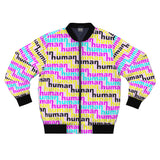 human just like you cmyk on pink all gender AOP Bomber Jacket (traditional men's cut)