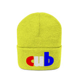embroidered cub Knit Beanie red white and blue